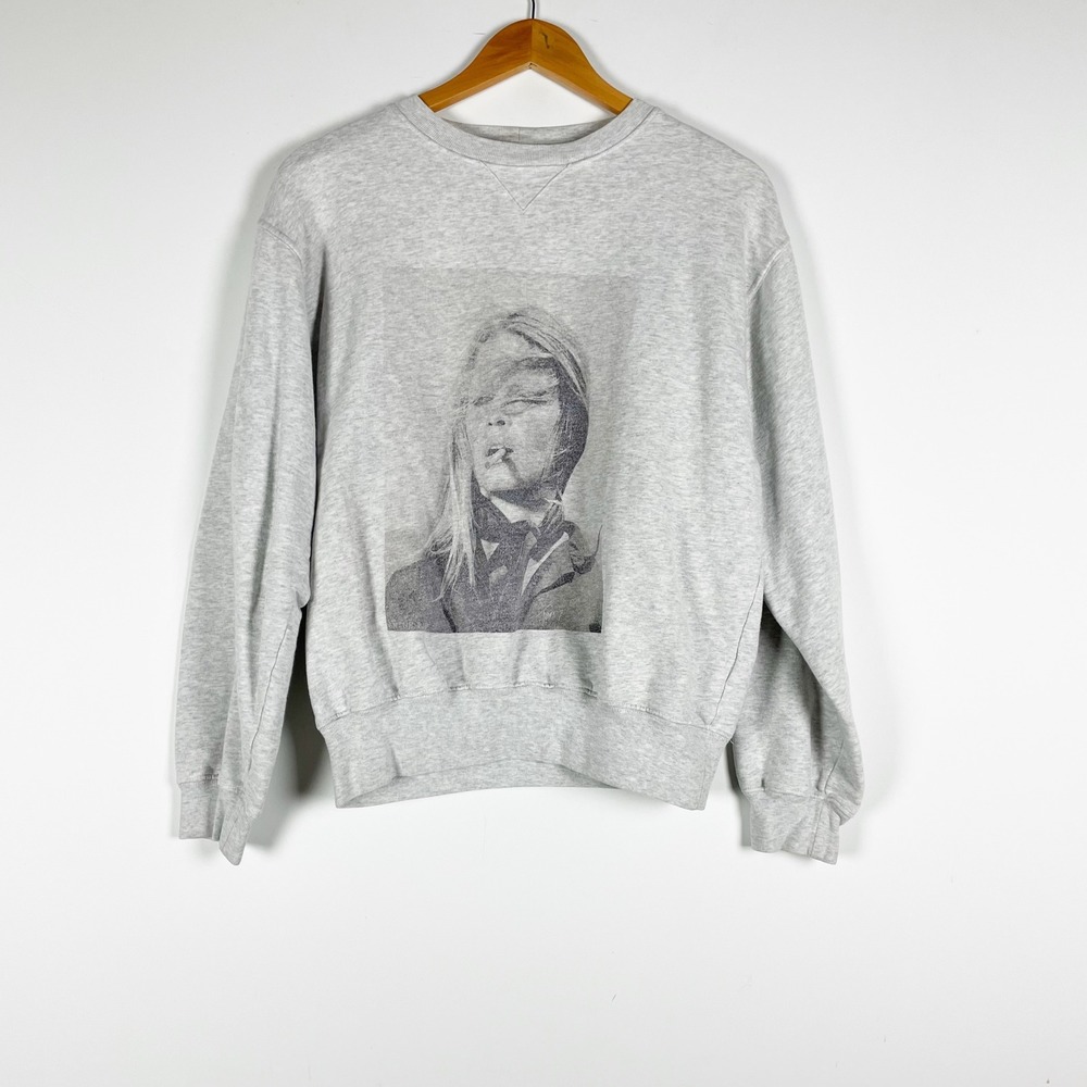 Anine Bing Ramona Graphic Print Cotton Crew Neck Sweatshirt Sweater AB x TO S